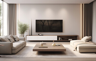 Comfortable living room with furniture and decorations