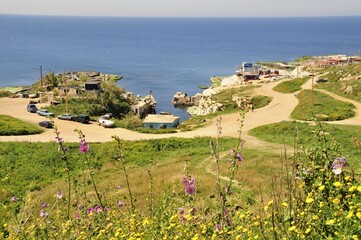 Restaurants on the Mediterranean beach in the Raouche district, Beirut, Lebanon, Middle East,...