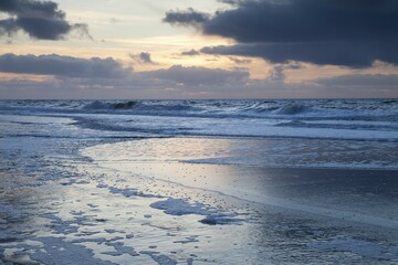 Sunset at the North Sea coast, Sylt, Schleswig-Holstein, Germany, Europe