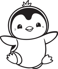 Obraz premium Cute Penguin Silhouette Vector Art Illustration Design 