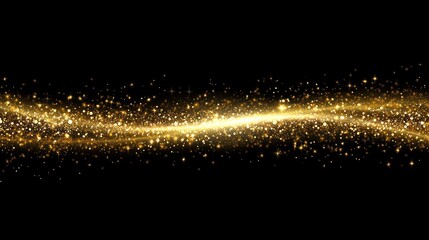 Sparkling golden wave on a black background creating elegance