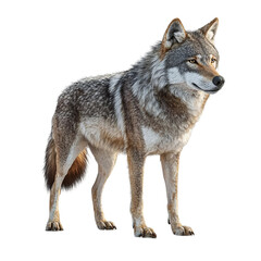 Fototapeta premium Wolf standing on a white background