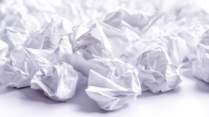 Obraz premium Crumpled white paper scattered on clean surface