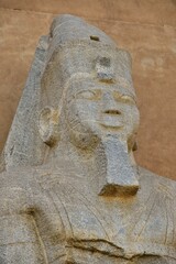 Colossal statue of the temple in Tabo in front of the National Museum of Sudan, Khartoum, Sudan,...