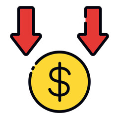 Drop Price filled line icon