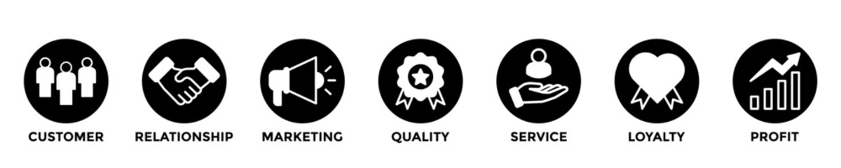 customer relationship web banner concept with group of icons for business and media