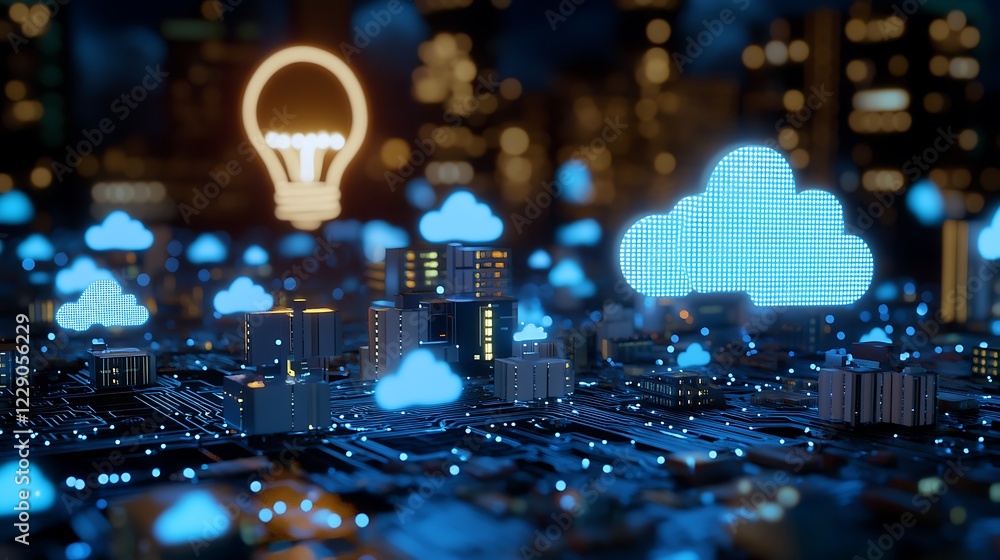 Poster innovating the future of technology with cloud computing and smart solutions