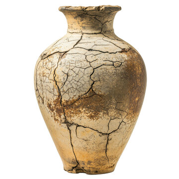 Naklejki Ancient Cracked Pot with Unique Texture and Earthy Tones