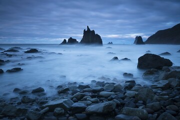 Rocky beach, Playa de Benijo, Taganana, Macizo de Anaga, Canary Islands, Tenerife, Spain, Europe