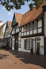 Obraz premium Osnabrücker town house, half-timbered house, historic centre, Osnabrück, Lower Saxony, Germany, Europe