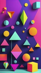 Abstract minimalist illustration theme in vibrant neon color accents symbolizing fun and ease, AI generated