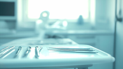 Dental instruments neatly arranged in a clean, sterile clinic