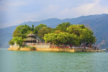 Island on Phewa Lake, Pokhara, Nepal, Asia