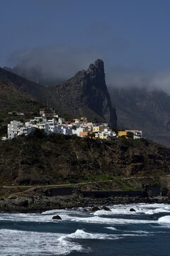 Almaciga, village on sea-cliff, Anaga Mountains, Tenerife, Canary Islands, Spain, Europe