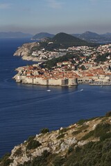 Obraz premium Historical Old Town of Dubrovnik with city walls, fortifications and harbour, Dalmatia, Croatia, Europe