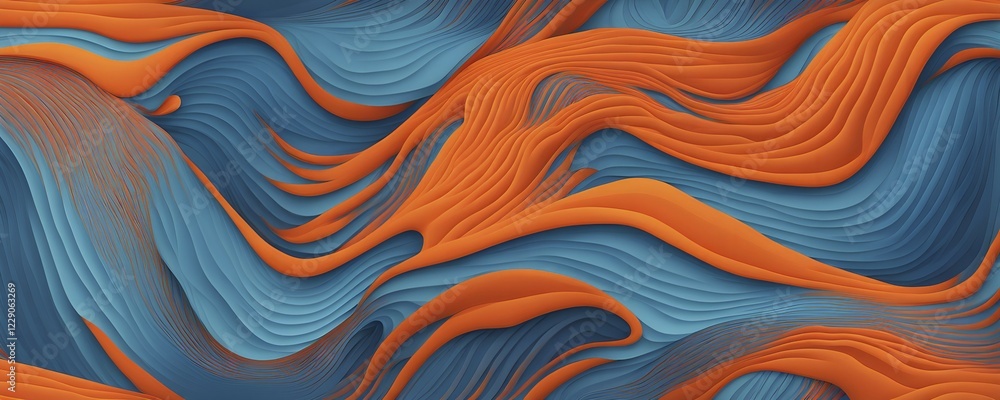 Aufkleber seamless abstract pattern of vector fluid curved lines creating a dynamic ripple effect in vibrant c