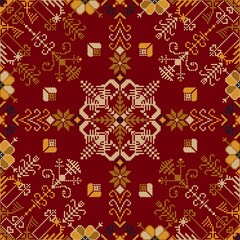 Traditional Latvian embroidery seamless pattern, vector illustration