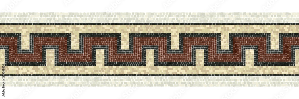 Poster horizontal border mosaic tiles, vector pattern