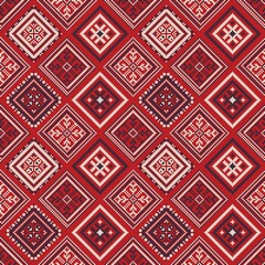 Decorative repeating pattern inspired by traditional Russian embroidery