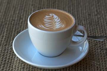 Cappuccino with milk froth, latte art, Germany, Europe