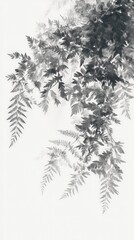 Elegant Fern Leaves Against Soft White Background for Nature Decor