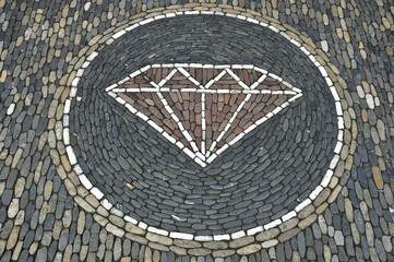 Diamond, a stone mosaic in front of a jeweller's shop, Freiburg, Baden-Wuerttemberg, Germany, Europe