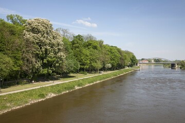 Promenade along River Weser, Minden, North Rhine-Westphalia, Germany, Europe