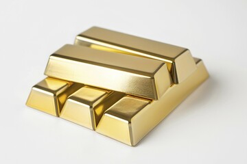 Gold bars on white background. KI generiert, generiert, AI generated
