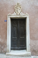 Old front door, Bonifacio, Corsica, France, Europe