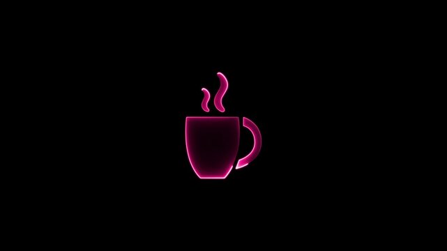 cup of hot coffee, with steam in the shape of coffee beans. Coffee cup icon set. Cups of coffee tea collection. Hot drink icon. Disposable cup. Cup coffe with steam.coffee cup 4k video animation.