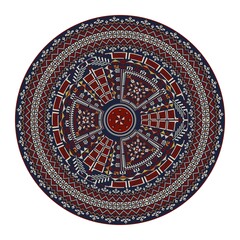 Obraz premium Decorative round Palestinian Tatreez design element over white background, vector illustration