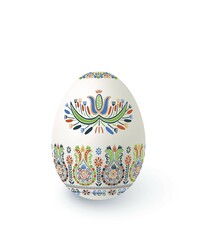 Floral motif painted Easter egg over white background, vector illustration