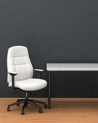 Modern white office chair and desk