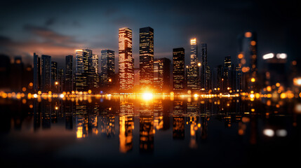 Fototapeta premium Futuristic biotechnology and gene editing innovations in global health urban landscape nightview technology impact