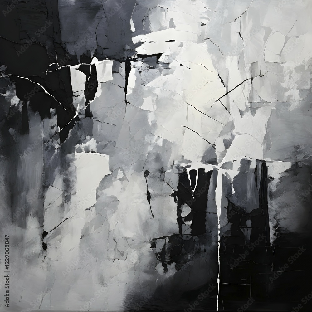 Poster AI generated abstract art showcasing a dynamic splash in black and white in square format