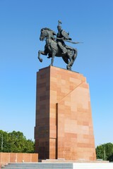 Manas Statue on Ala-Too square, Bishkek, Kyrgyzstan, Asia