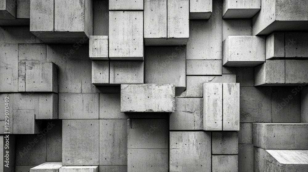 Poster abstract concrete blocks architecture design