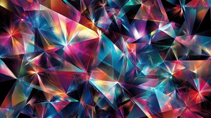 Colorful Abstract Crystal-Like Shapes with Bright Reflections