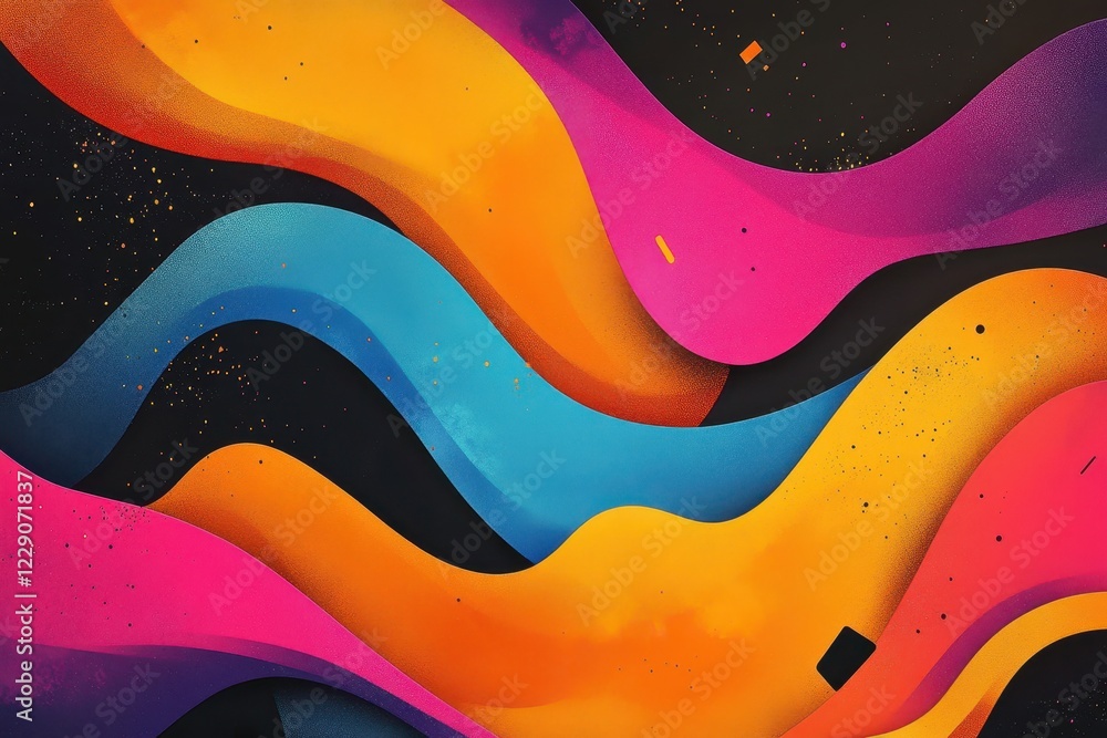 Fototapete colorful layers undulating over abstract shapes create vibrant visual harmony, multi coloured layers