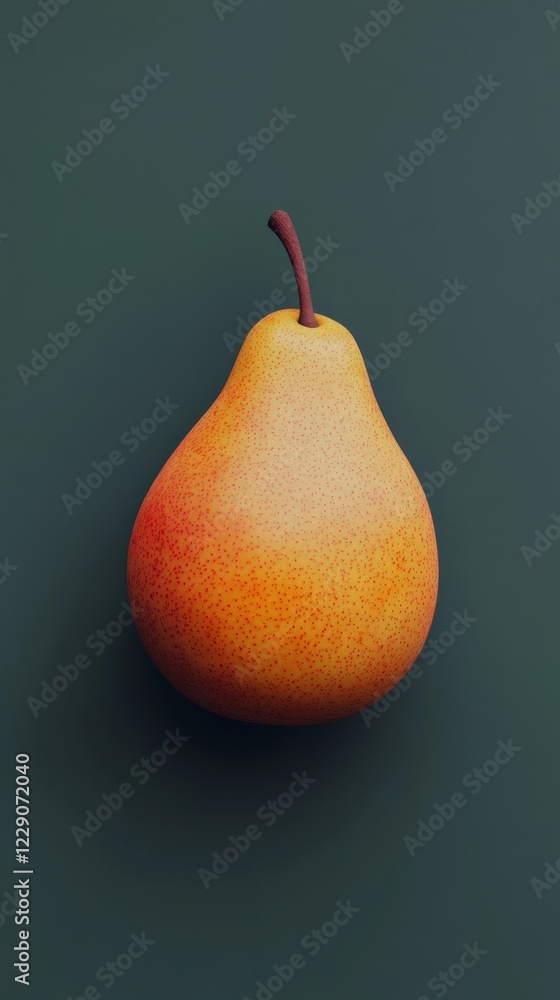 Poster a pear is shown in a close up on a green background. the pear is ripe and has a slightly fuzzy appea