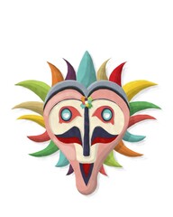 Watercolor style drawing of a carnival mask over white background