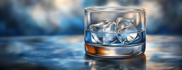 Iced drink glass bar blur background
