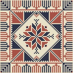 Seamless pattern design with traditional Palestinian embroidery motif
