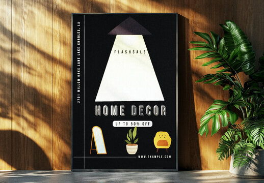 Black And Yellow Minimalist Home Decor Marketing Flyer