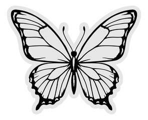 sticker black silhouette of a butterfly without background