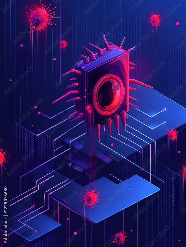 Poster spyware development abstract concept vector illustration set. malware and computer virus, industrial