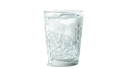 Refreshing glass filled with ice-cold water on a bright sunny day