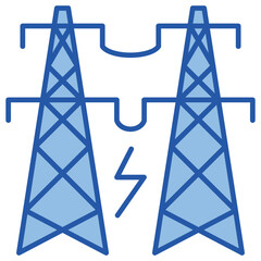 Power Transmission Lines Blue White Icon