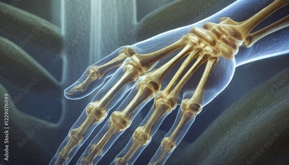 Poster close-up of a hand in an x-ray image showing the bone structures in detail, ai generated, ai generat