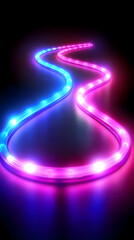 Pink blue LED strip lights curve dark background
